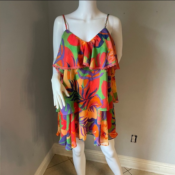 Colorful Floral Ruffle Dress - Picture 2 of 7